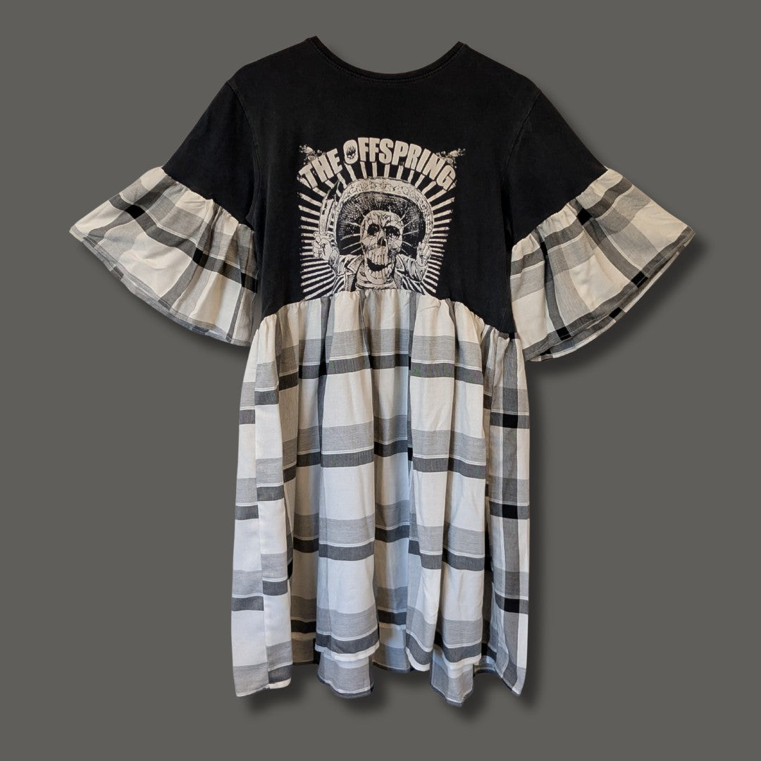 The Offspring - White & Grey Tartan Smock Dress (M)