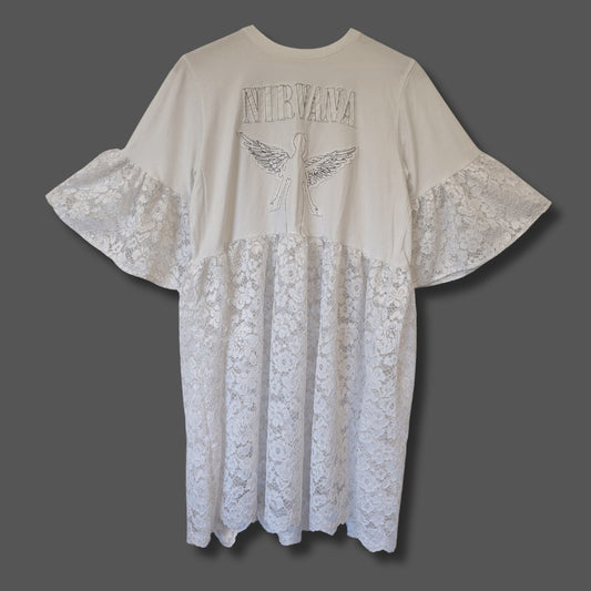 Nirvana - White Lace Smock Dress (M)