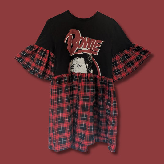 David Bowie - Black and Red Tartan Smock Dress (M)
