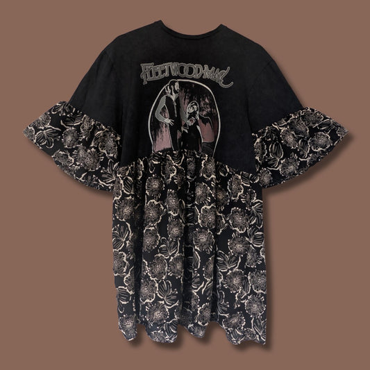 Fleetwood Mac - Black Floral Print Smock Dress (L)