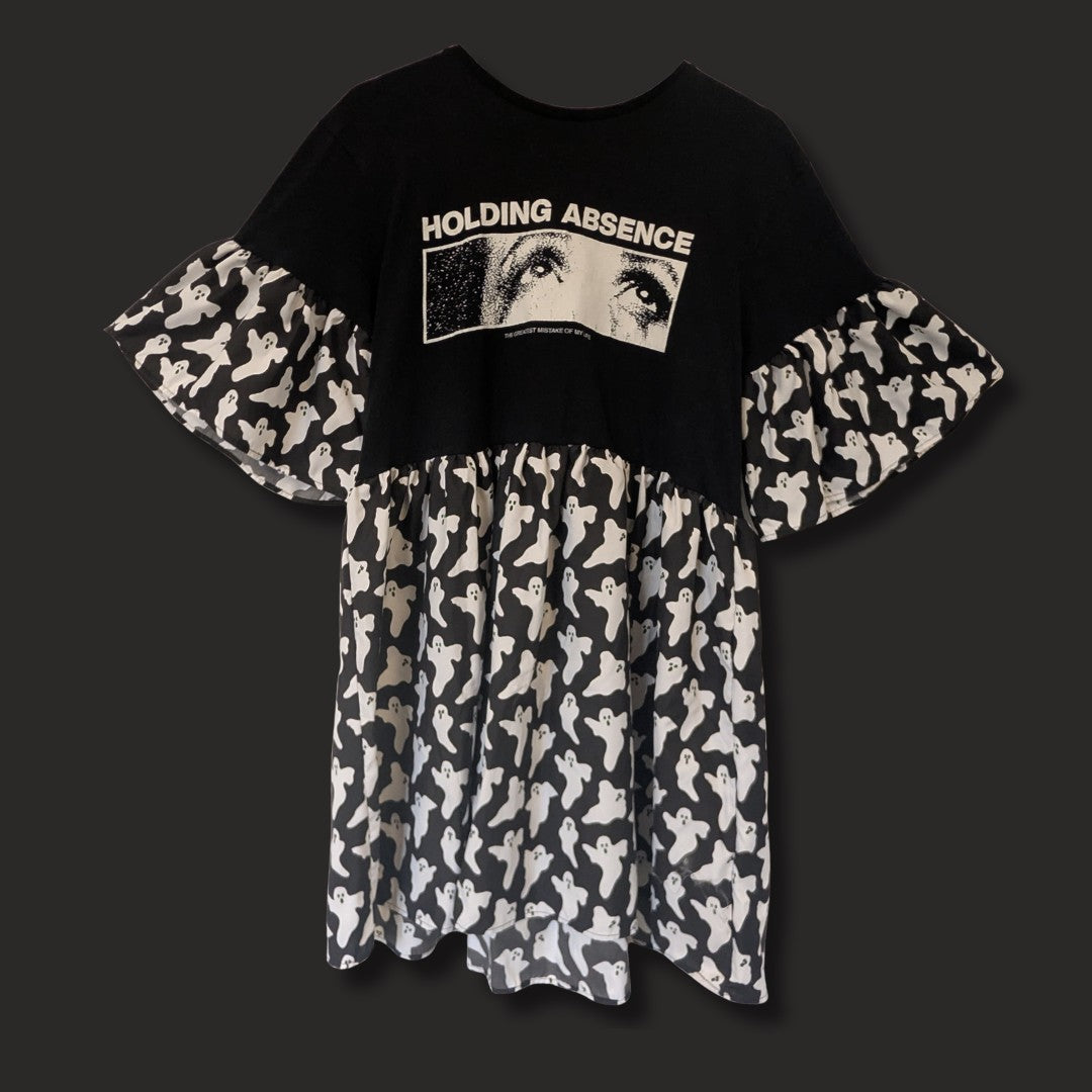 Holding Absence - Black Ghost Print Smock Dress (M)
