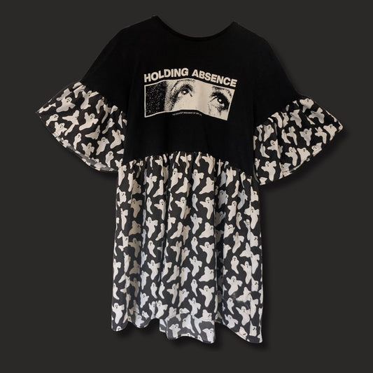 Holding Absence - Black Ghost Print Smock Dress (M)