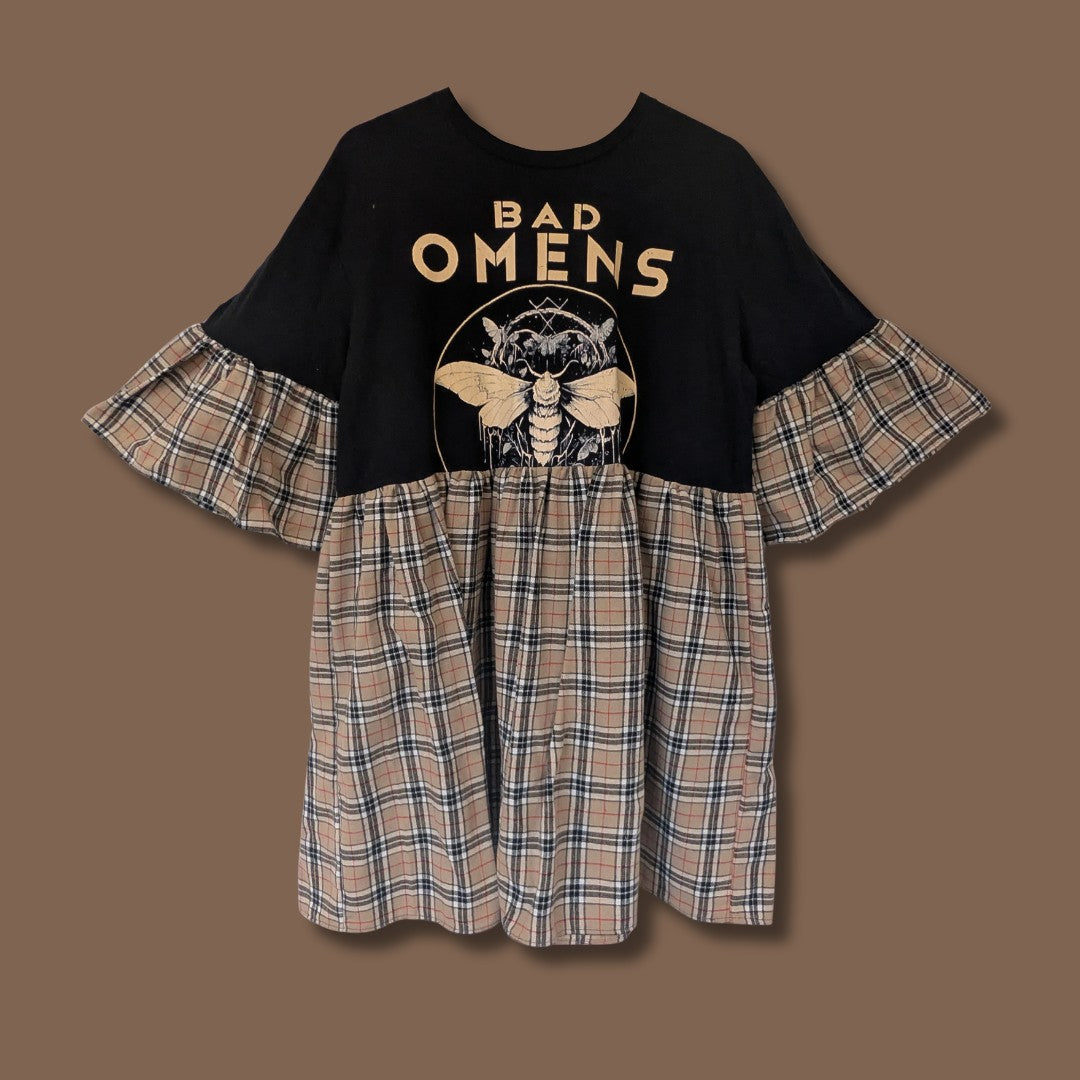Bad Omens - Beige Tartan Smock Dress (XL)