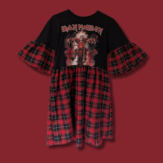 Iron Maiden - Red & Black Tartan Smock Dress (M)