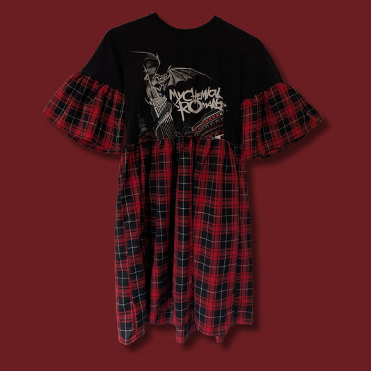 My Chemical Romance - Red & Black Tartan Smock Dress (S)