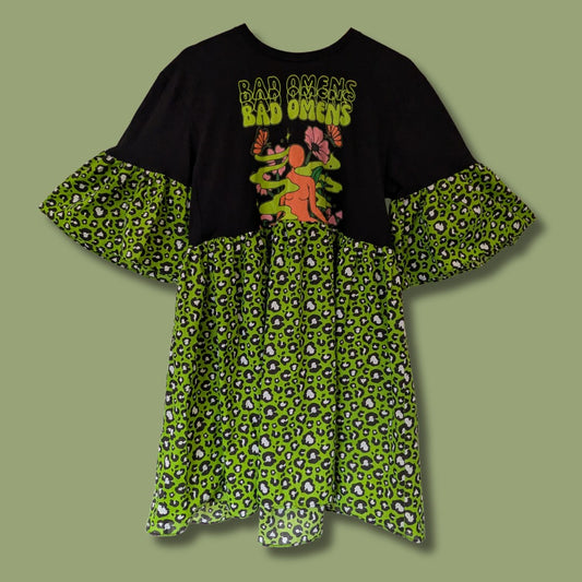 Bad Omens - Green Leopard Print Smock Dress (M)