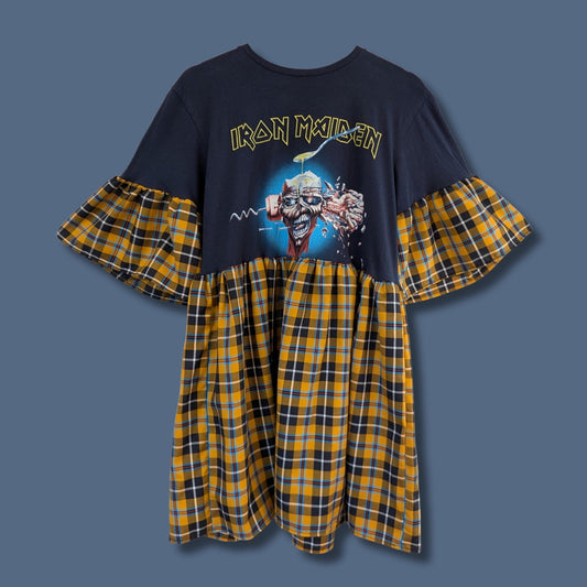 Iron Maiden - Mustard & Blue Tartan Smock Dress (M/L)