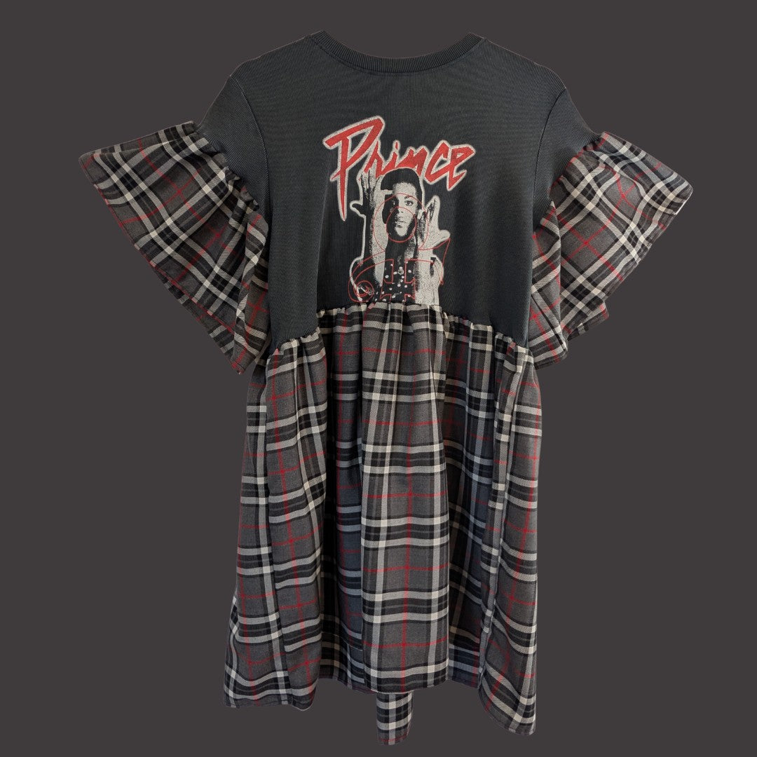 Prince - Grey & Red Tartan Smock Dress (M/L)