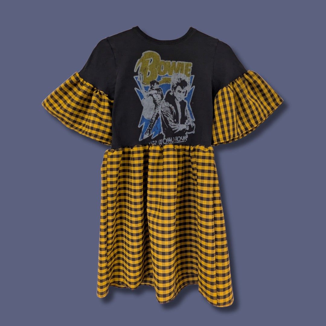 David Bowie - Black & Yellow Gingham Smock Dress (XS)