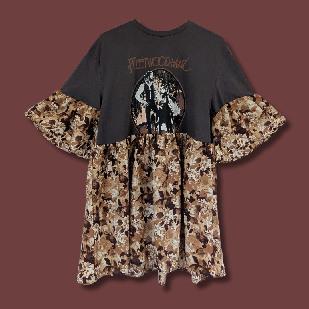 Fleetwood Mac - Brown Vintage Floral Print Smock Dress (L)