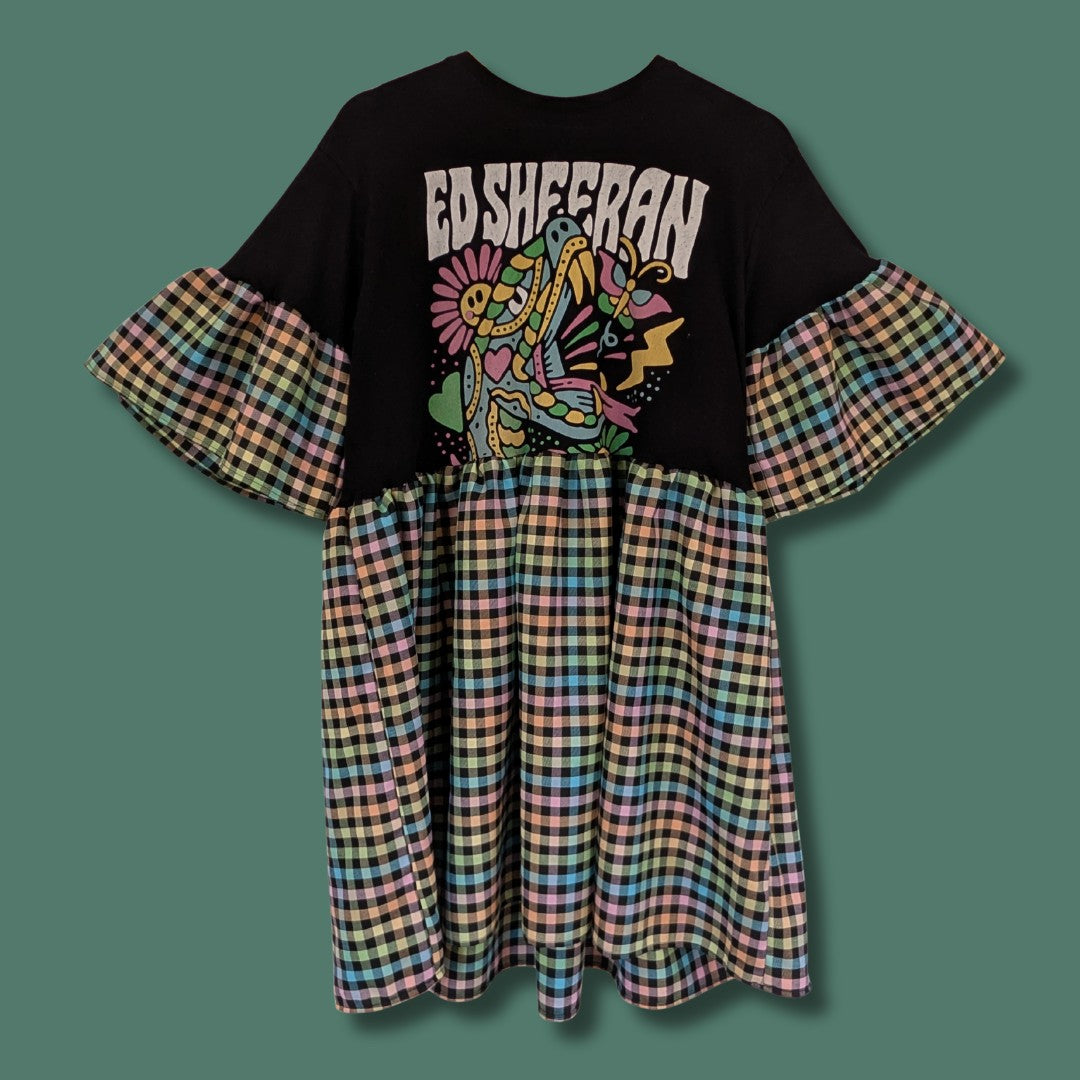 Ed Sheeran - Black Rainbow Gingham Smock Dress (L)