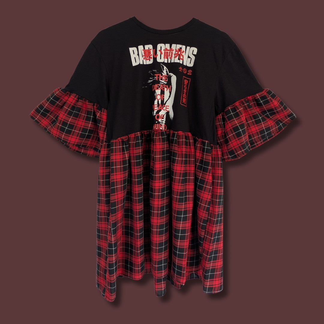 Bad Omens - Black and Red Tartan Smock Dress (M)