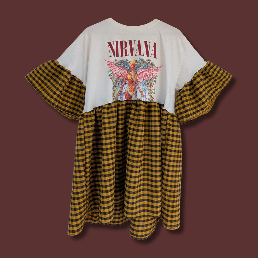 Nirvana - Yellow & Black Gingham Smock Dress (XL)