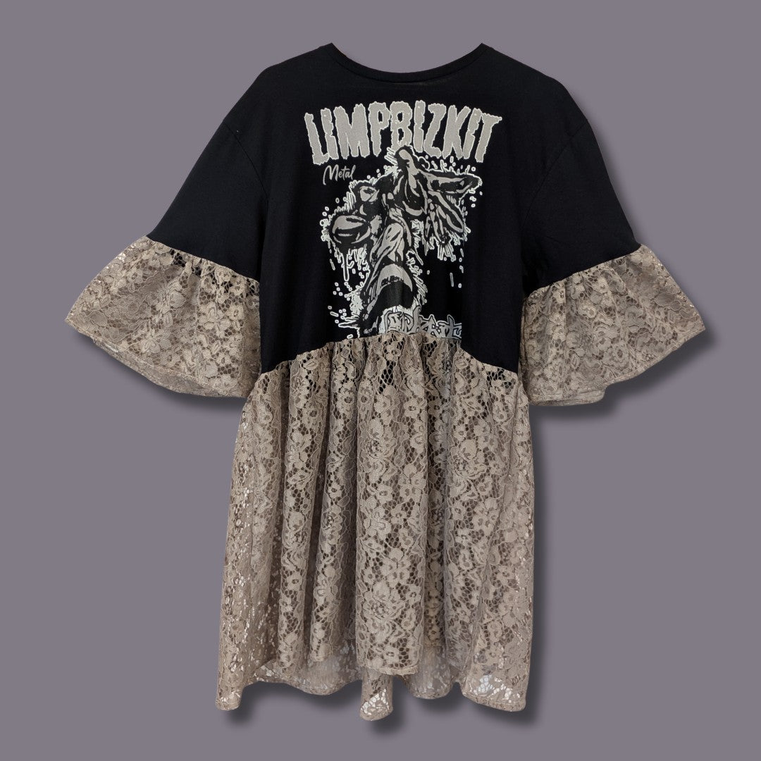 Limp Bizkit - Dusty Grey Lace Smock Dress (L)
