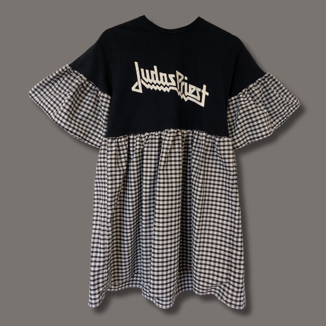 Judas Priest - Black and White Gingham Smock Dress (S)