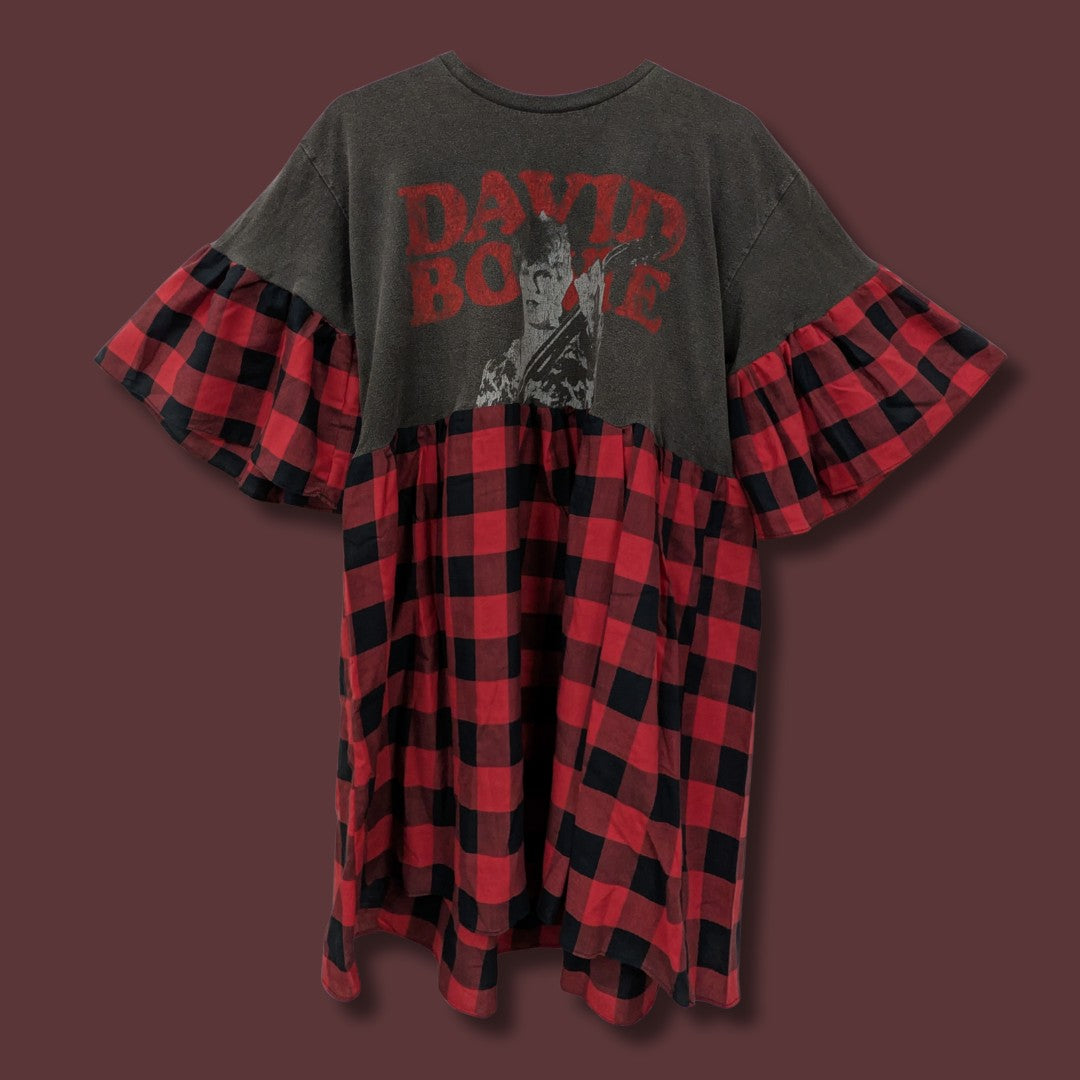 David Bowie - Black and Red Check Smock Dress (L)