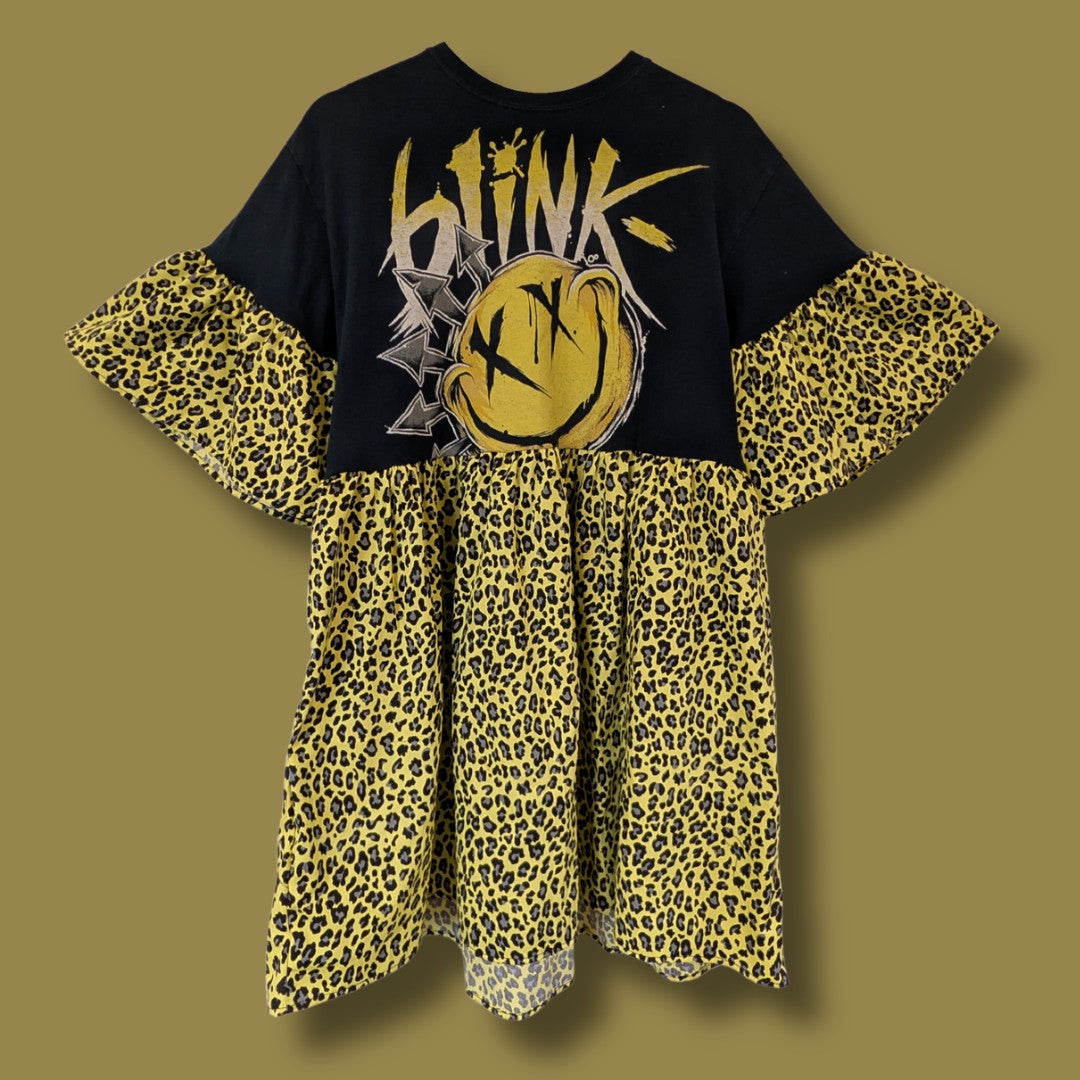 Blink-182 - Neon Yellow Leopard Print Smock Dress (M)