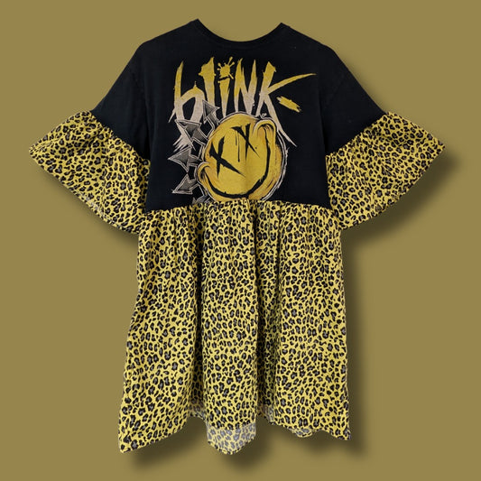 Blink-182 - Neon Yellow Leopard Print Smock Dress (M)