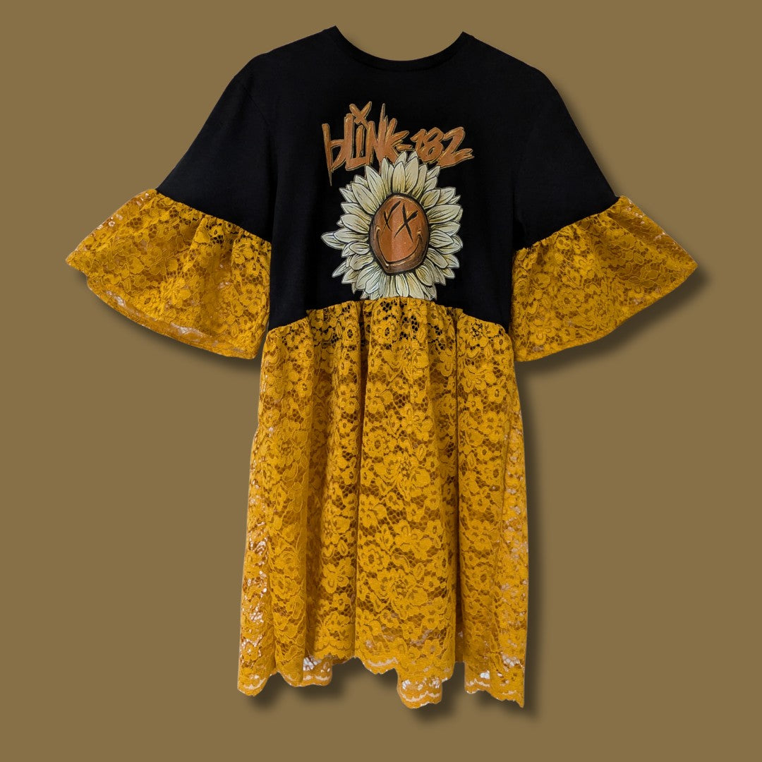 Blink-182 - Mustard Lace Smock Dress (M)