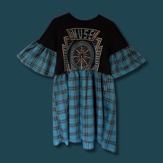 Muse - Turquoise Tartan Smock Dress (L)