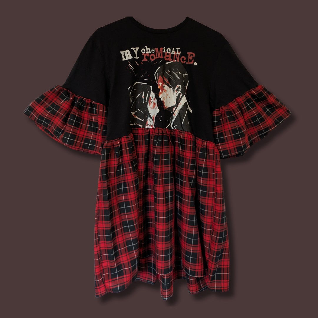 My Chemical Romance - Black & Red Tartan Smock Dress (M)