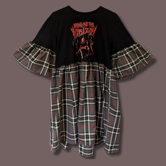 Bring Me The Horizon - Grey & Red Tartan Smock Dress (M)