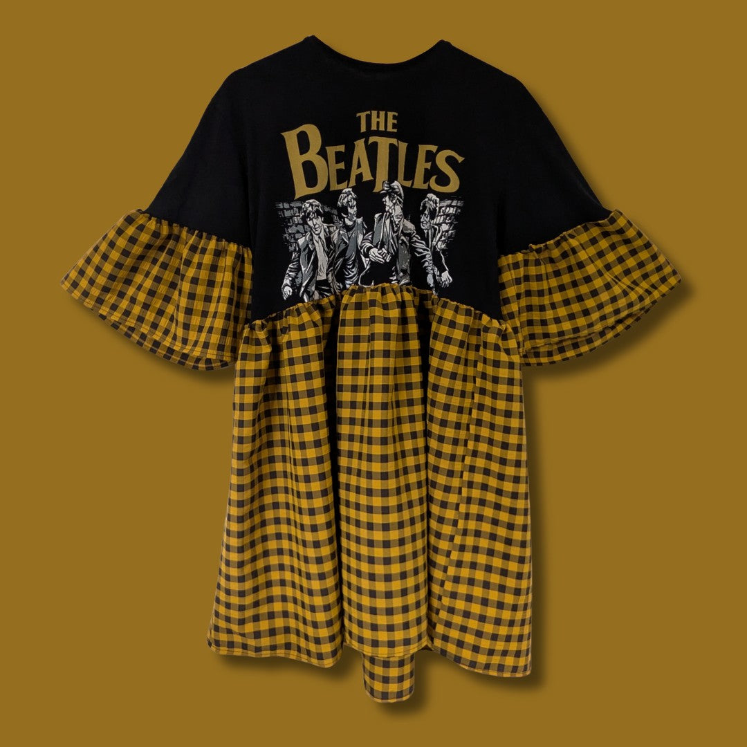 The Beatles - Yellow & Black Gingham Smock Dress (L)