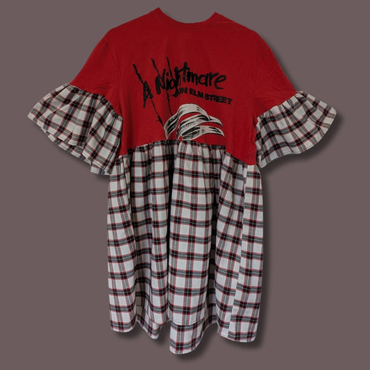 A Nightmare on Elm Street - Red & White Tartan Gingham Smock Dress (L)