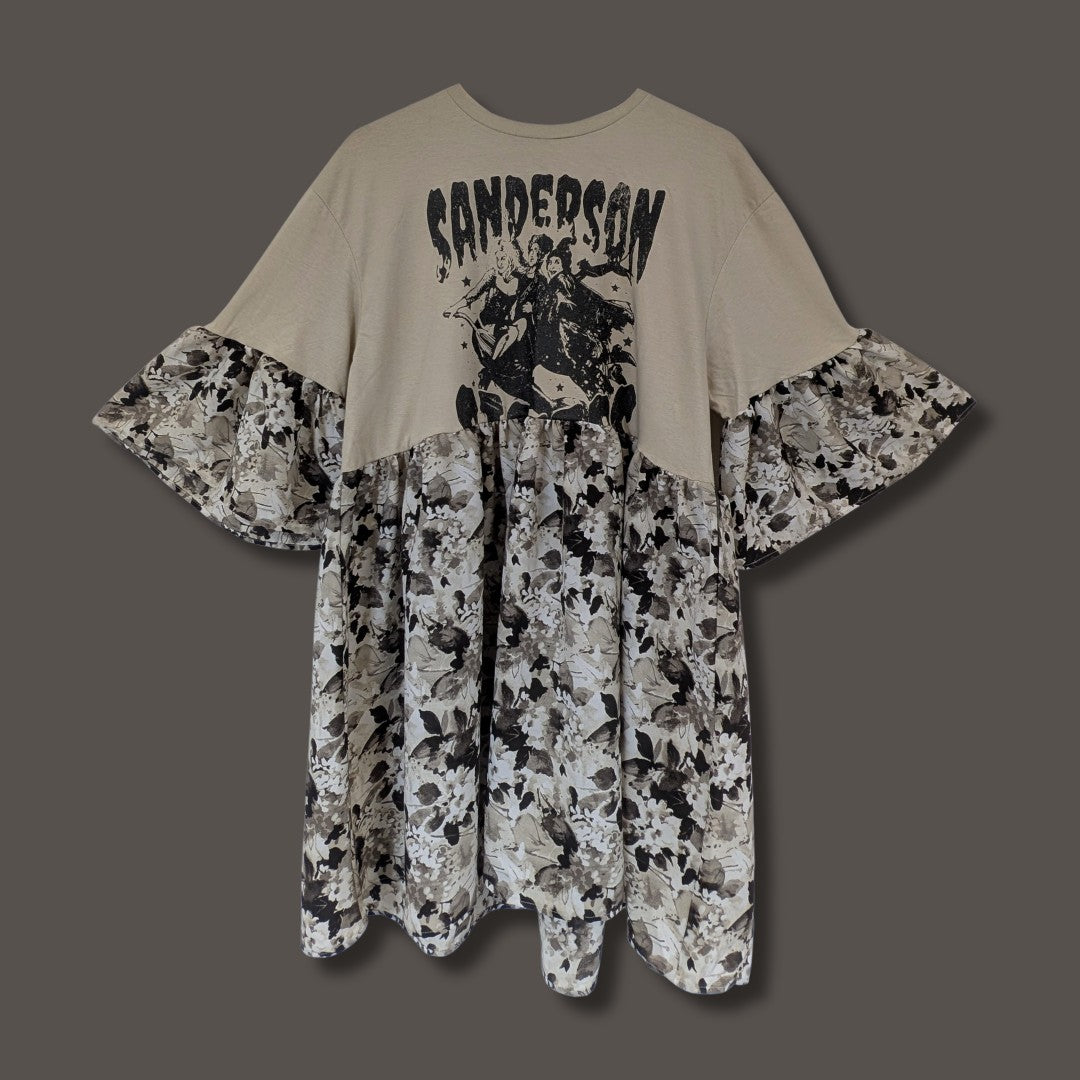 Hocus Pocus - Grey Floral Watercolour Print Smock Dress (L/XL)