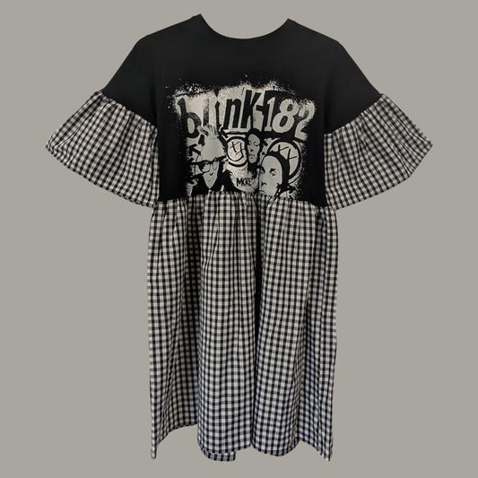 Blink-182 - Black & White Gingham Smock Dress (S)