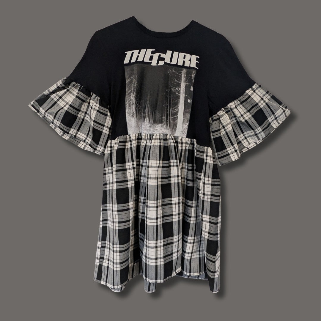 The Cure - Black & White Tartan Smock Dress (S)