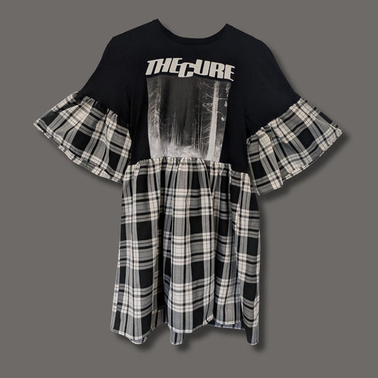 The Cure - Black & White Tartan Smock Dress (S)