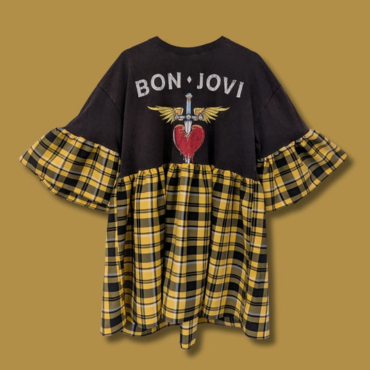 Bon Jovi - Yellow Tartan Smock Dress (L/XL)