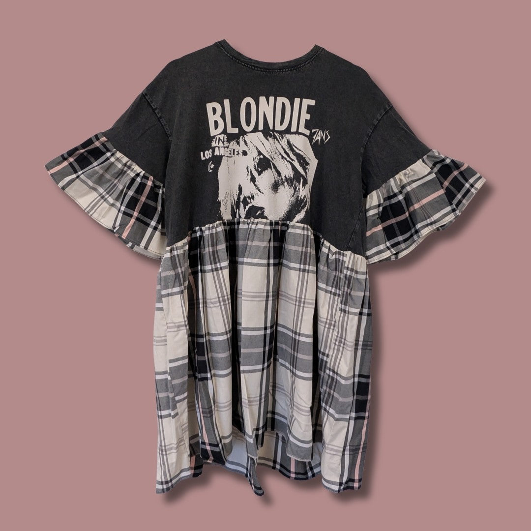Blondie - Grey, White & Pink Tartan Smock Dress (XL)