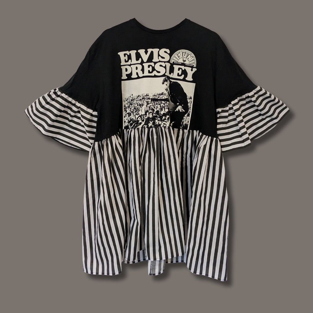 Elvis Presley - Black & White Stripe Smock Dress (XL)