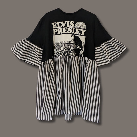 Elvis Presley - Black & White Stripe Smock Dress (XL)