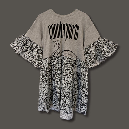 Counterparts - Grey Leopard Print Smock Dress (L)