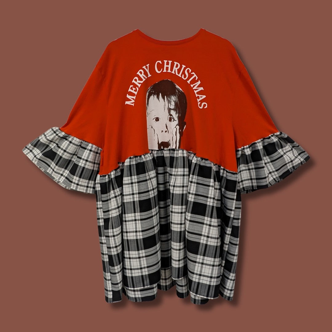 Home Alone - Black & White Tartan Smock Dress (5XL)