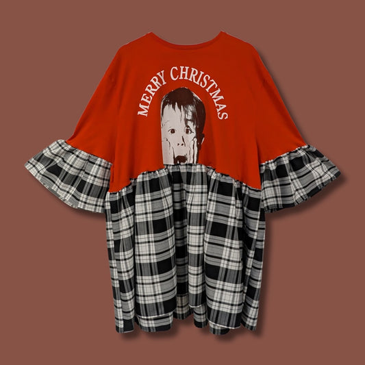 Home Alone - Black & White Tartan Smock Dress (5XL)