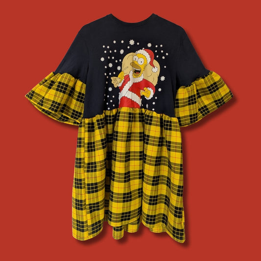 The Simpsons Christmas - Yellow Tartan Smock Dress (XL)