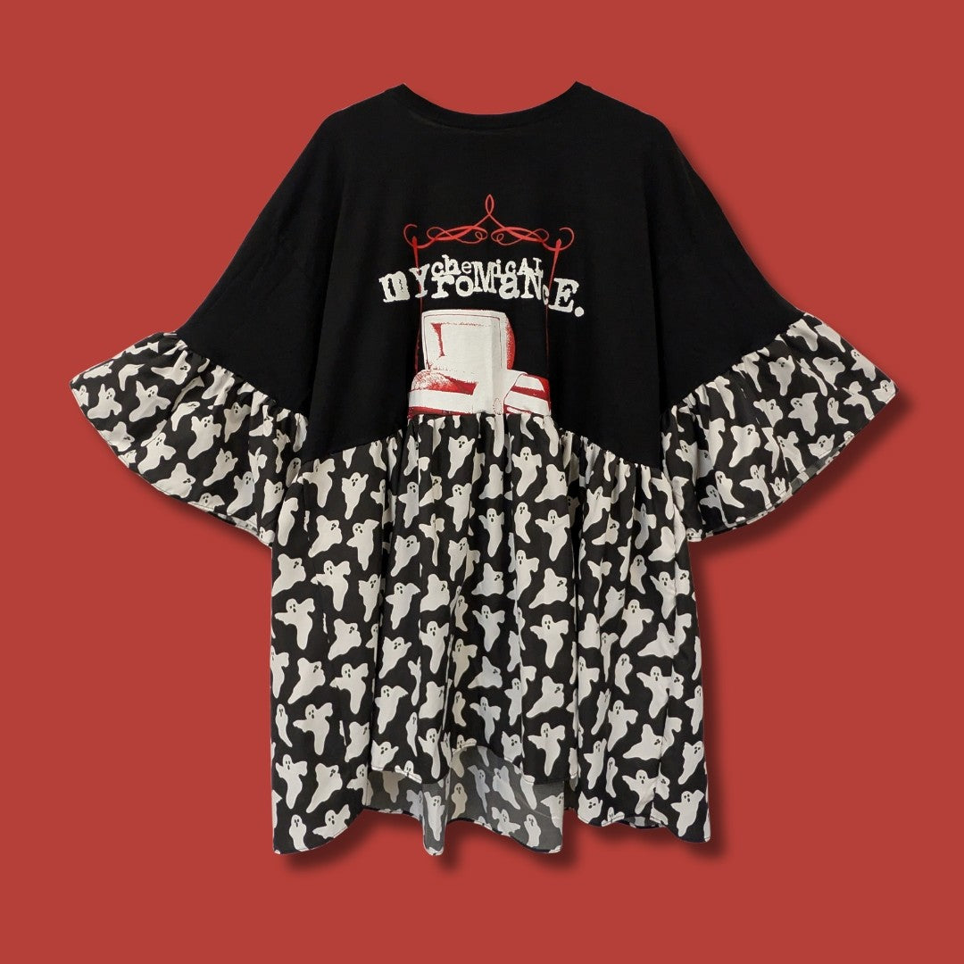 My Chemical Romance - Black and White Ghost Print Smock Dress (3XL)