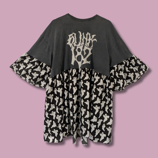 Blink-182 - Black and White Ghost Print Smock Dress (3XL)