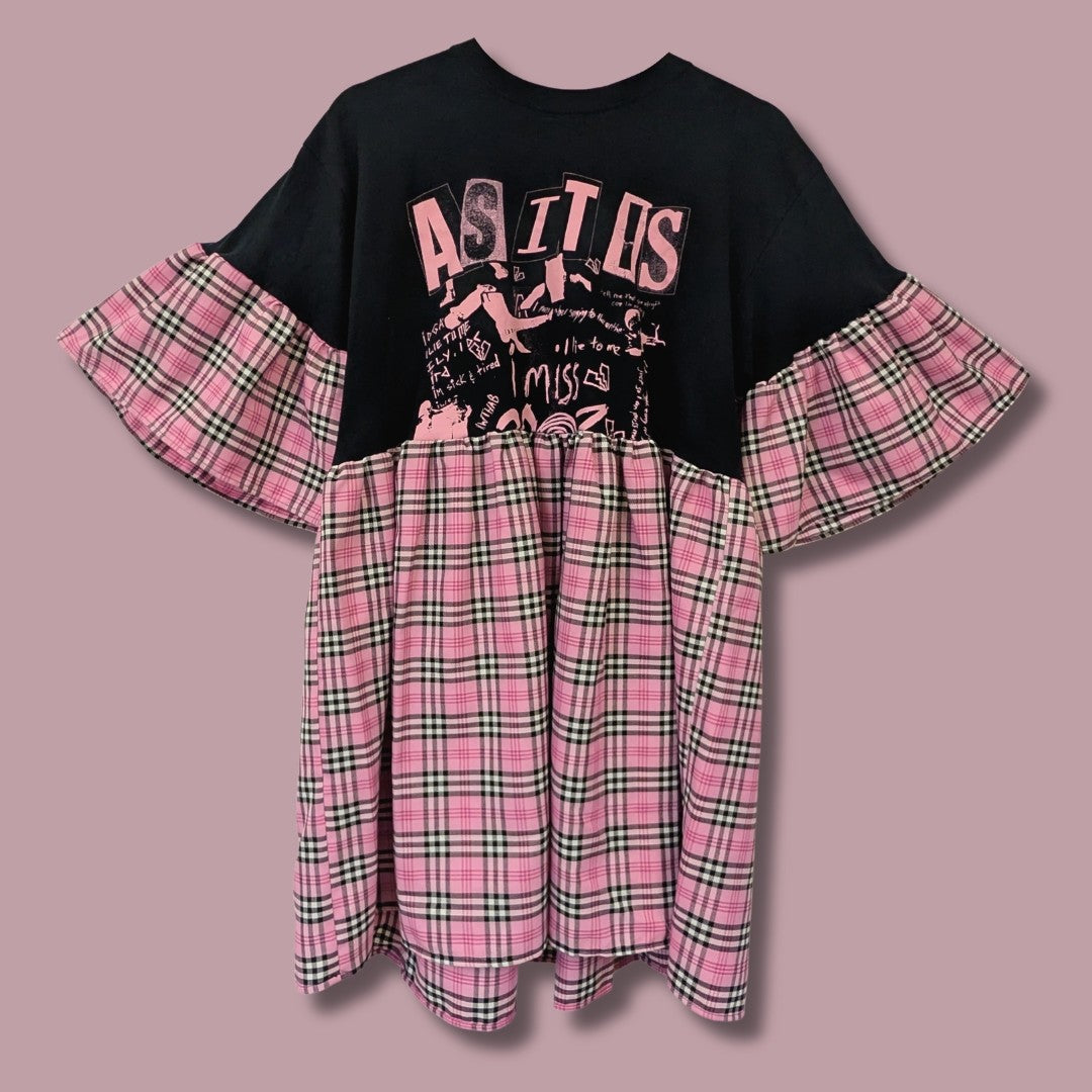 As It Is - Bubblegum Pink Tartan Smock Dress (XL/2XL)