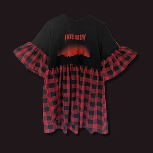 Hot Milk - Black & Red Check Smock Dress (L)