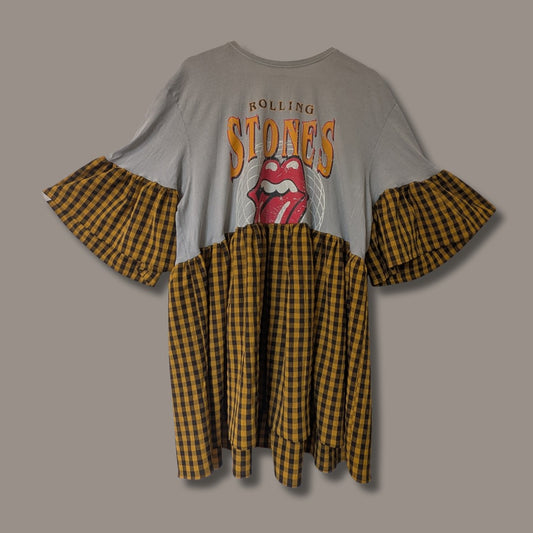 The Rolling Stones - Yellow & Black Gingham Smock Dress (2XL/3XL)
