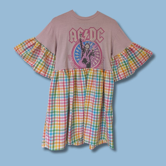 ACDC - Rainbow Gingham Smock Dress (M)