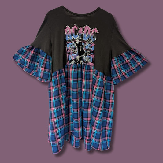 ACDC - Blue & Pink Tartan Smock Dress (XL/2XL)