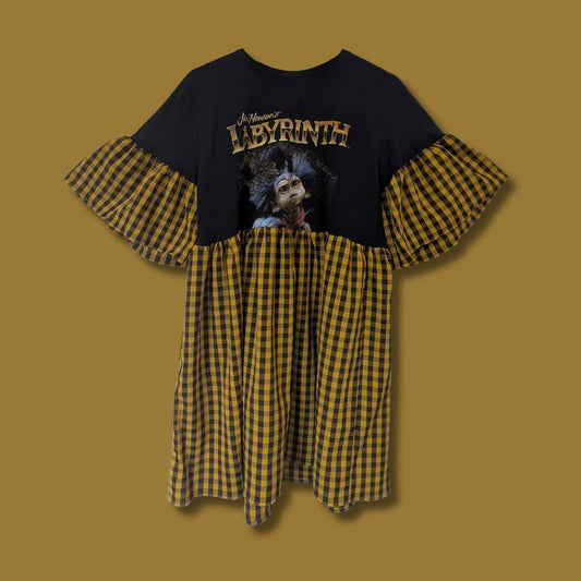 Labyrinth - Yellow & Black Gingham Smock Dress (M)