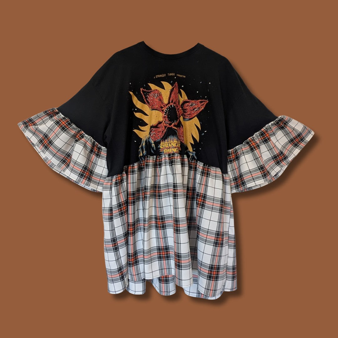 Stranger Things - White & Orange Tartan Smock Dress (3XL)