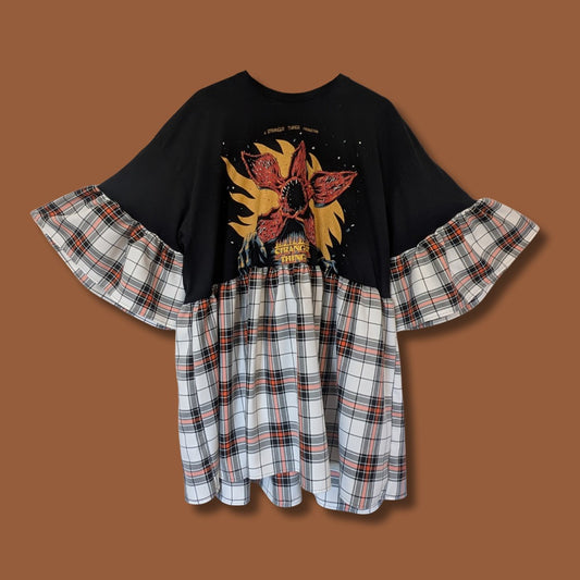 Stranger Things - White & Orange Tartan Smock Dress (3XL)